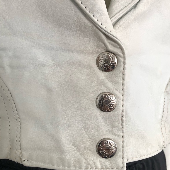 Yucatán Bay Vintage 80’s White Cropped Leather Jacket - Picture 5 of 12